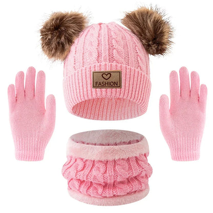 Ensemble hiver enfant 3 pièces – Bonnet, cache-cou et gants chauds