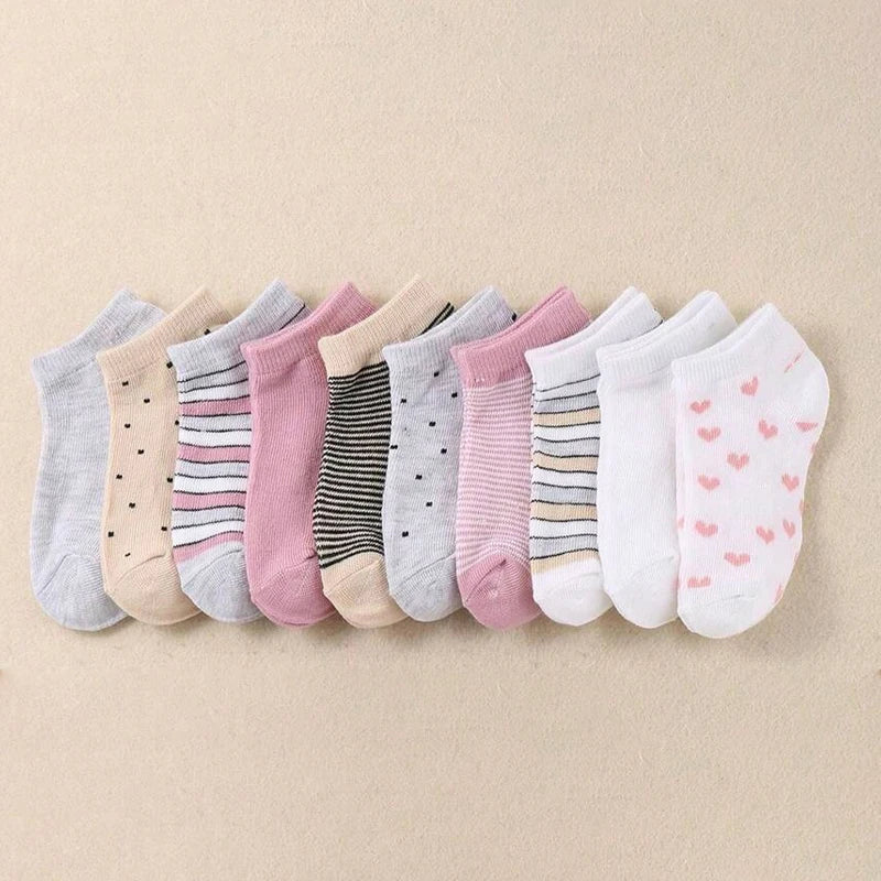 Lot de 10 paires de chaussettes adorables pour enfants – Confort doux, respirant, filles & garçons (3 à 12 ans)