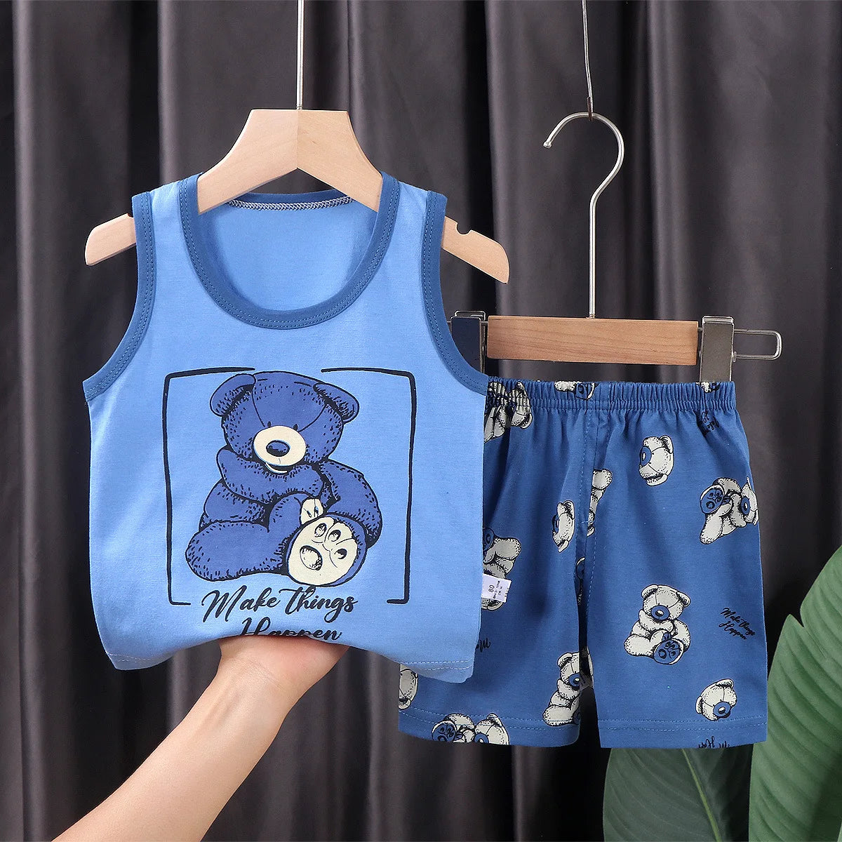Ensemble d’été 2 pièces pour enfants – Débardeur et short en coton respirant, style décontracté unisexe