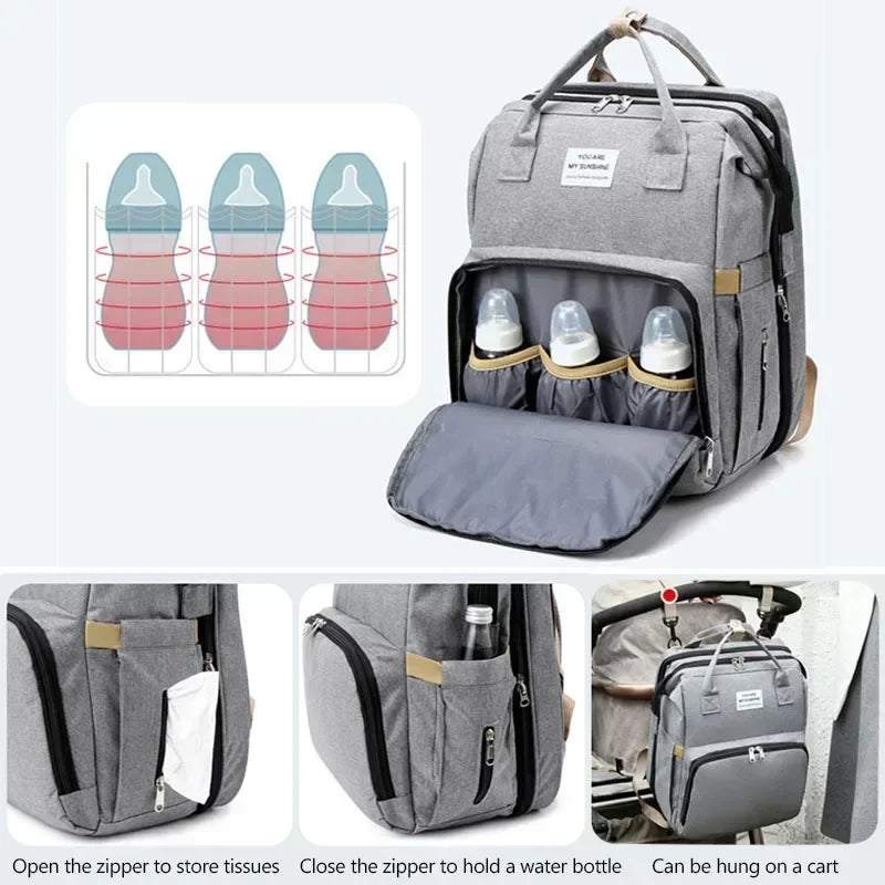 Sac à Dos Bébé avec Lit Pliable – Sac à Langer Multifonction pour Parents
