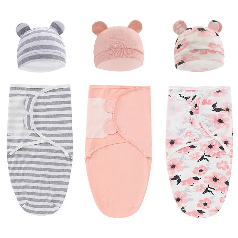 Barboteuse d'été pour bébés garçons et filles , ensemble de chapeaux/sac de nuit uniquement, couverture d'emmaillotage pour bébé, sac de couchage réglable pour nouveau-né, vêtements de nuit pour nourrissons 0-6M