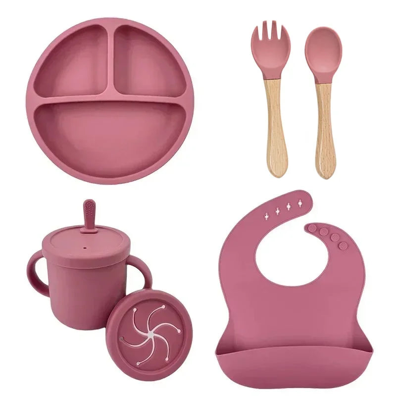 Ensemble repas enfant en silicone alimentaire – Assiette, bol, tasse & accessoires