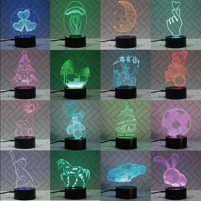 Veilleuse LED Acrylique 3D – Lampe de Chevet Décorative (Cadeau & Ambiance)