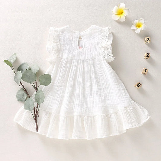 Robe Blanche Brodée Bébé & Fille – Style Bohème | 7–12m à 4–6 ans
