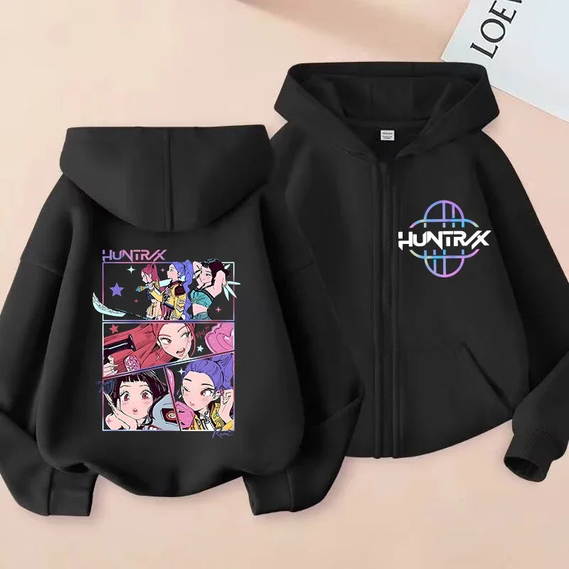 Sweat à Capuche Zippé Enfant – Style K-Pop Moderne (7–12 ans)