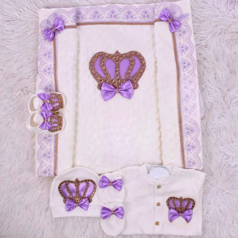 Coffret naissance luxe bébé – Ensemble “Prince & Princesse” sortie d’hôpital en coton brodé (cadeau nouveau-né)