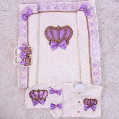 Coffret naissance luxe bébé – Ensemble “Prince & Princesse” sortie d’hôpital en coton brodé (cadeau nouveau-né)