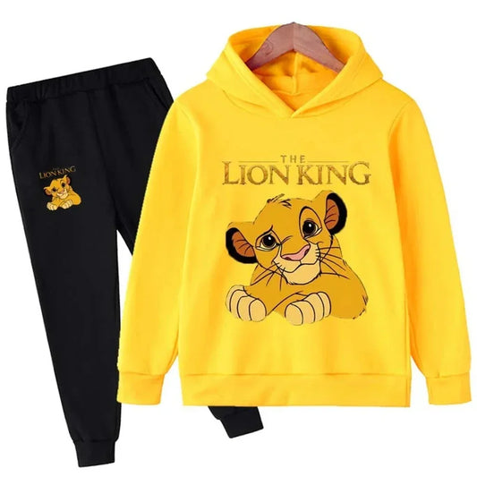 Ensemble enfant à capuche motif lion – Sweat + pantalon confortable (2 pièces)