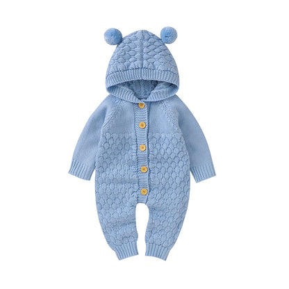 Barboteuse d'oreille 3D à manches longues pour bébés filles, combinaisons de batterie, tenues d'automne, vêtements en coton pour bébés, tenues de printemps, 0-24M