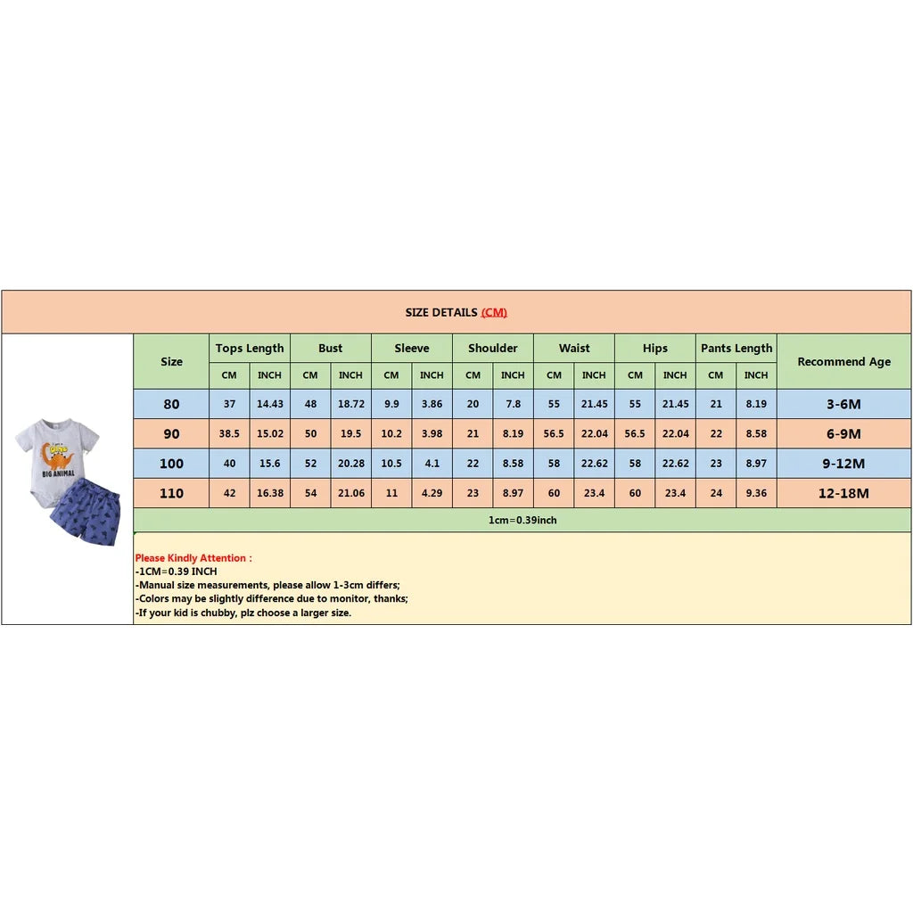 Ensemble d’été bébé garçon 2 pièces (3 à 18 mois) – Body manches courtes et short imprimé lion