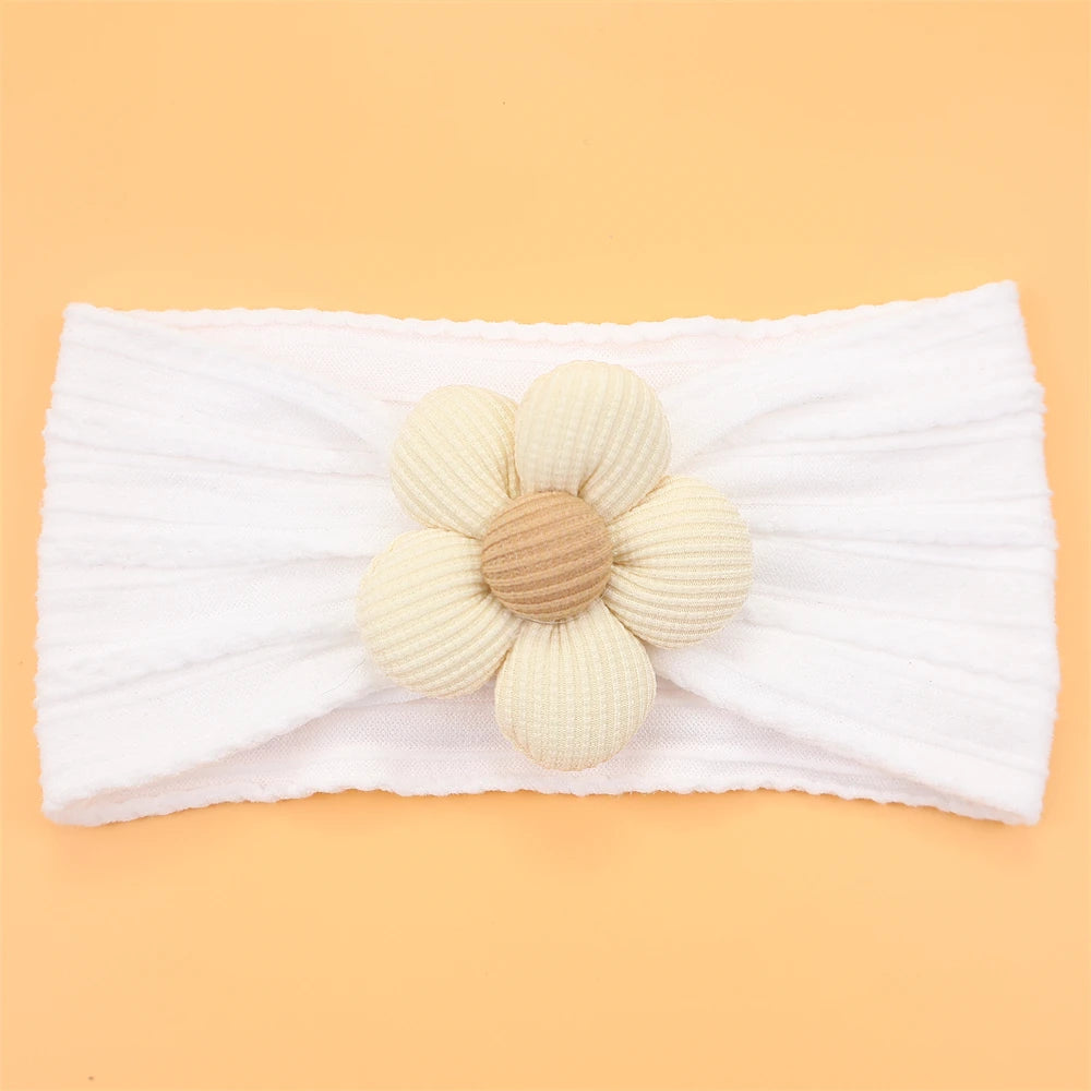 Bandeau Bébé Fille en Nylon Doux avec Fleur – Accessoire Nouveau-né