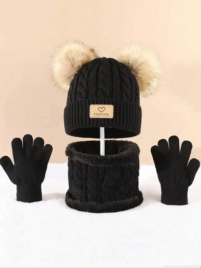 Ensemble hiver enfant 3 pièces – Bonnet, cache-cou et gants chauds
