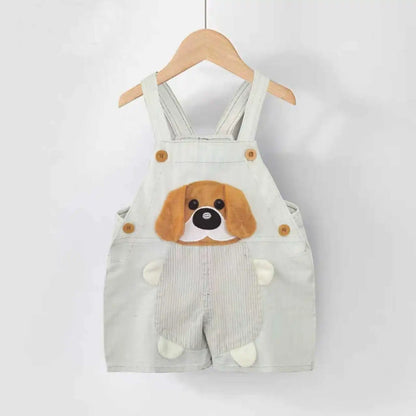 Salopette d’Été Bébé Garçon – Short en Denim avec Ourson