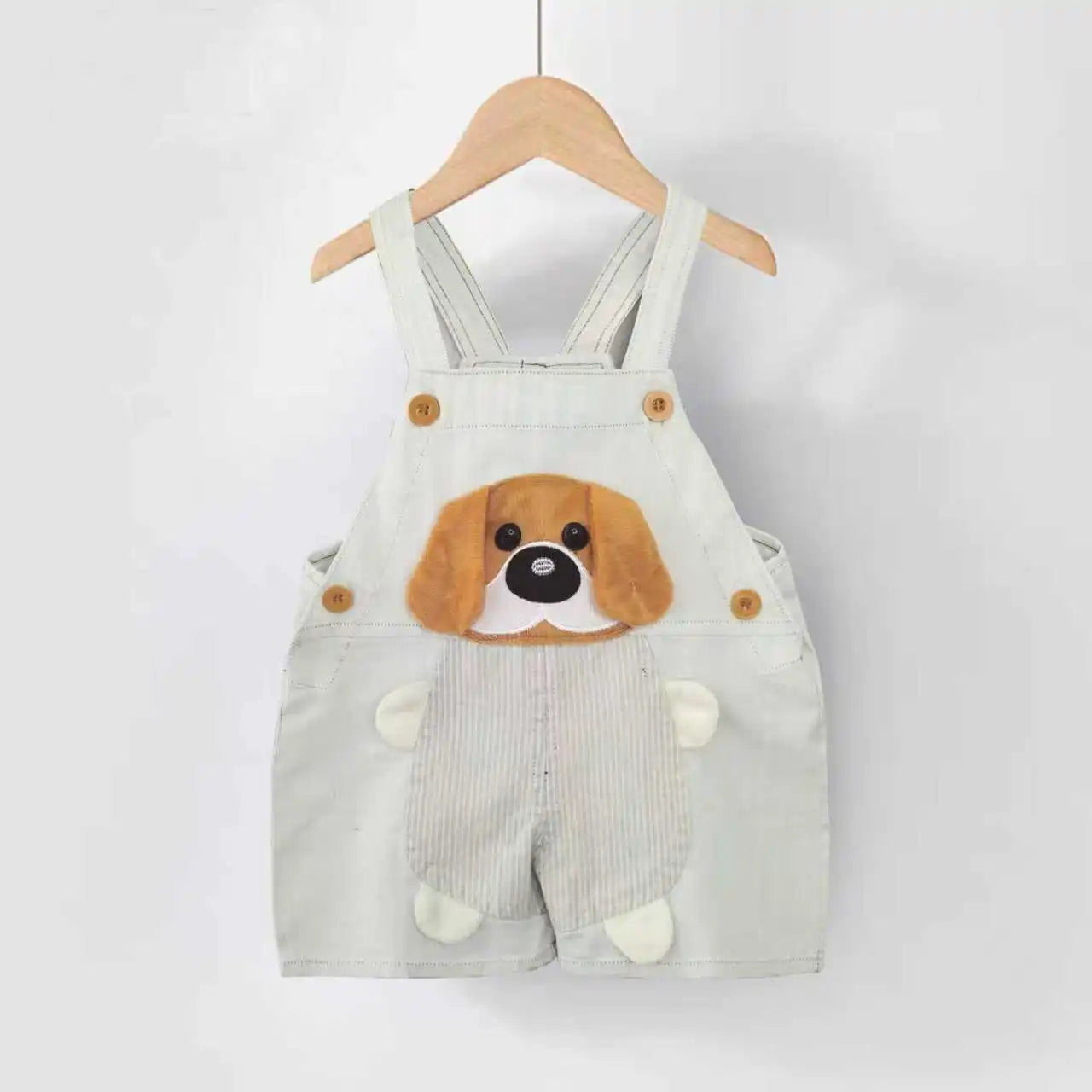 Salopette bébé garçon en jean – Barboteuse d’été douce avec motif animal (9–36 mois)