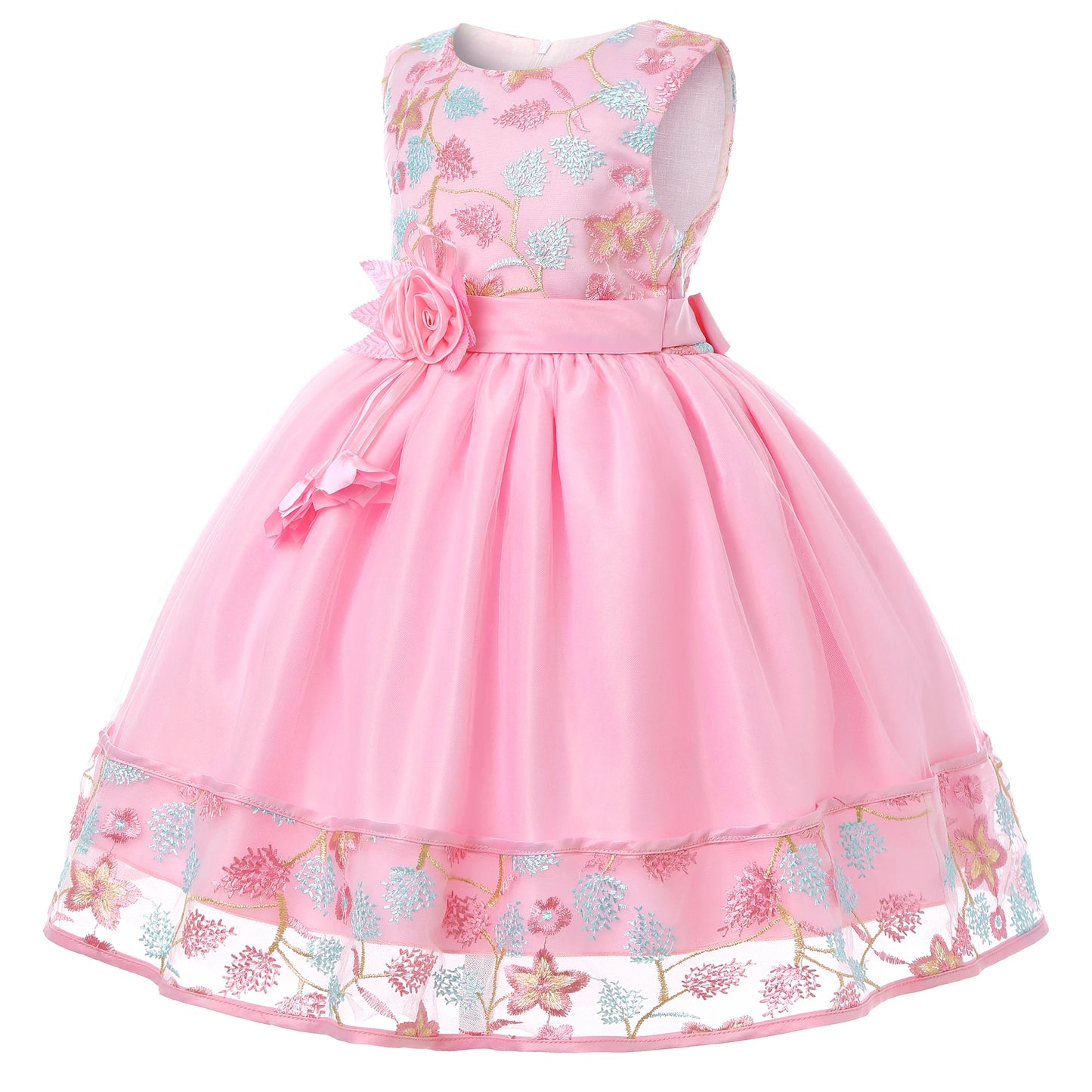 Robe Princesse Fille en Tulle Brodé – Cérémonie, Anniversaire, Mariage & Noël (2–10 ans)