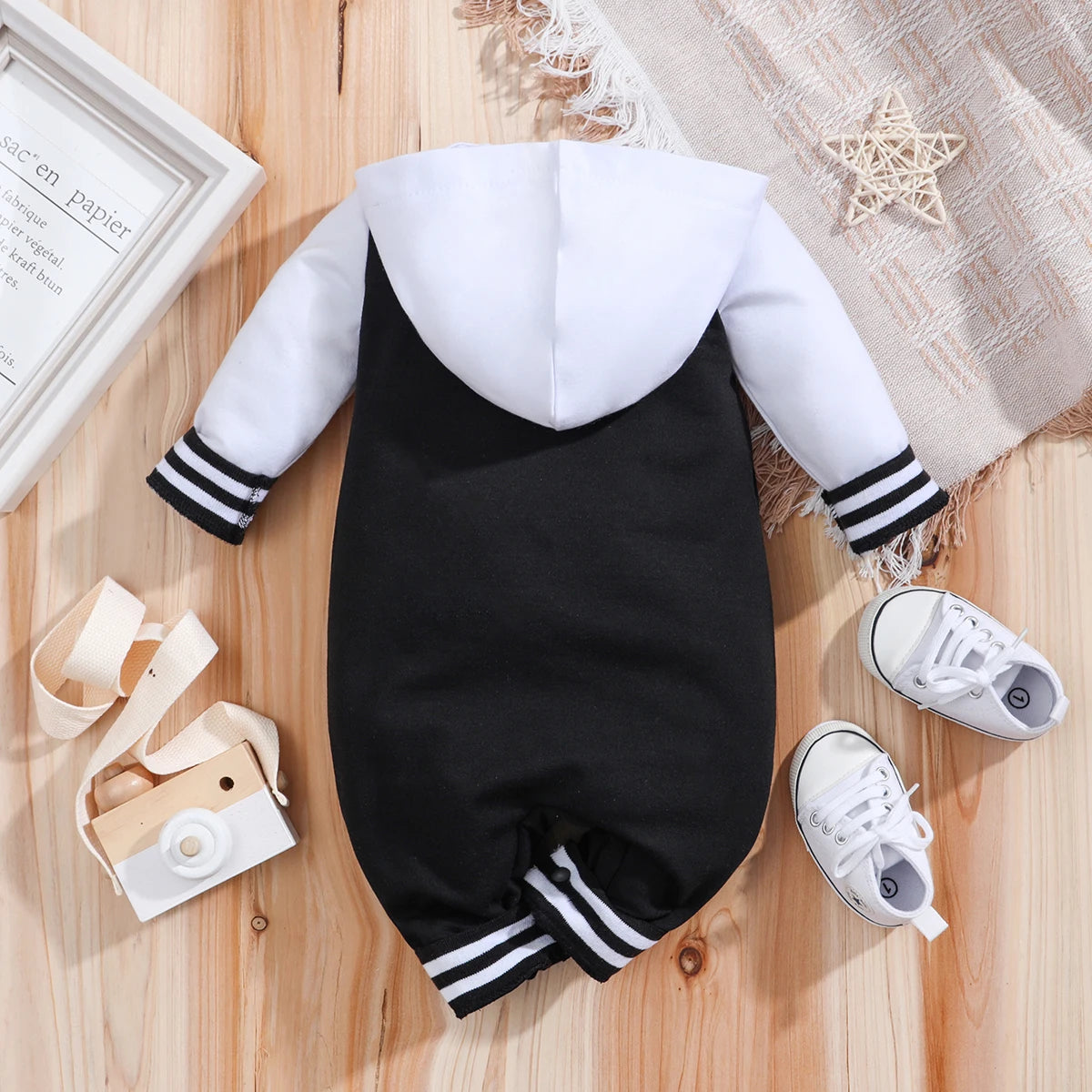IURNXB bébé garçons filles barboteuse à capuche Baseball à manches longues infantile Onesie tenues de plage nouveau-né sweat vêtements combinaison 0-18M