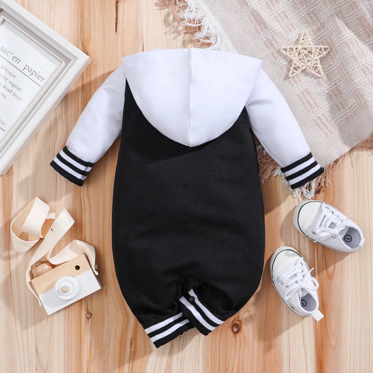IURNXB bébé garçons filles barboteuse à capuche Baseball à manches longues infantile Onesie tenues de plage nouveau-né sweat vêtements combinaison 0-18M