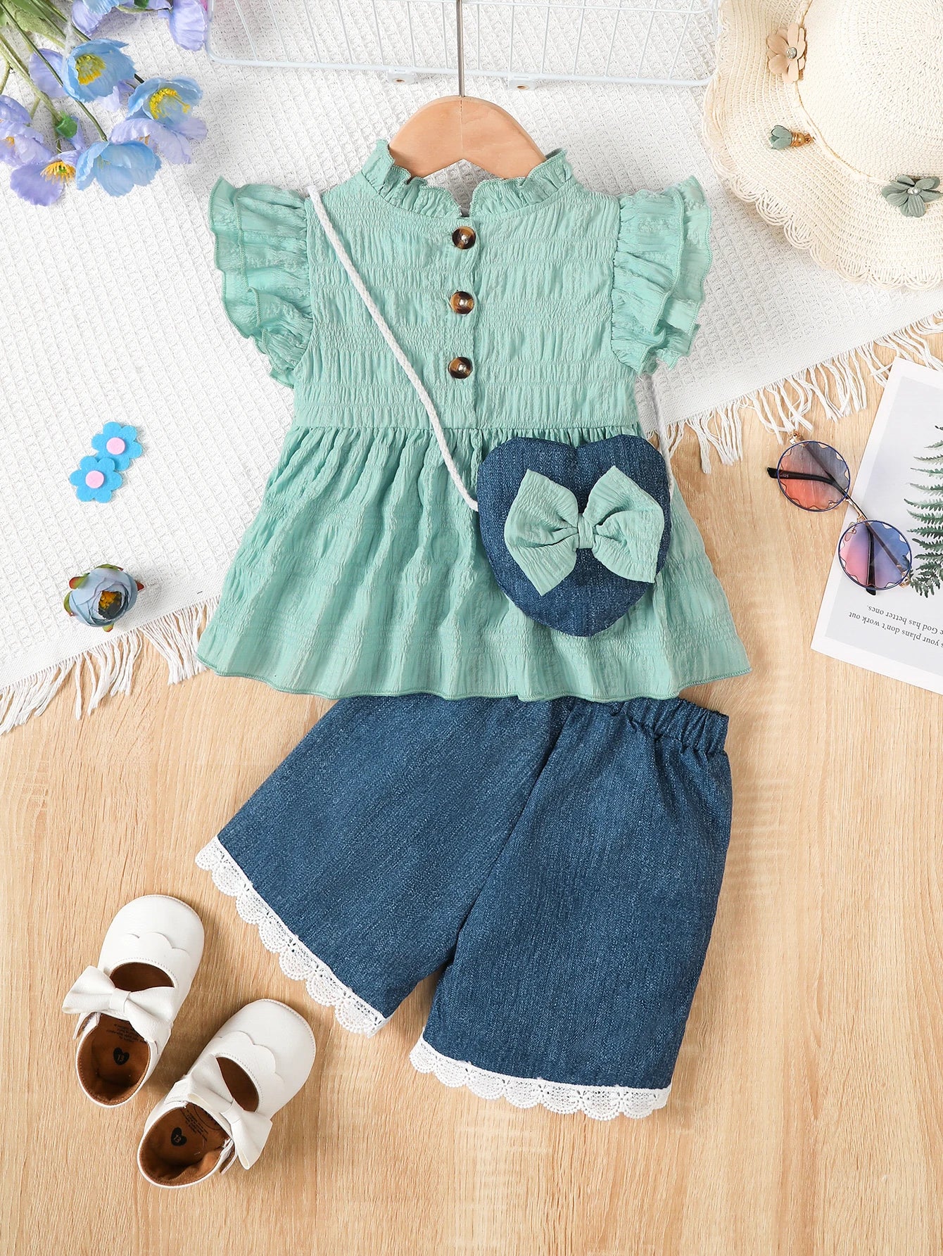 Ensemble Petite Princesse – Tenue Chic 3 Pièces avec Sac Assorti
