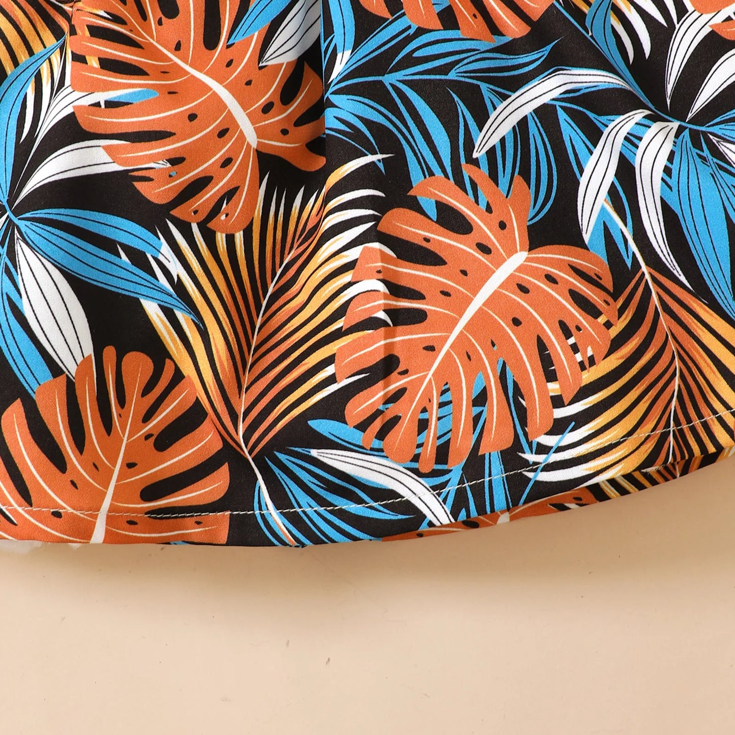 Robe d’été bébé fille + chapeau assorti – Motif feuilles tropicales