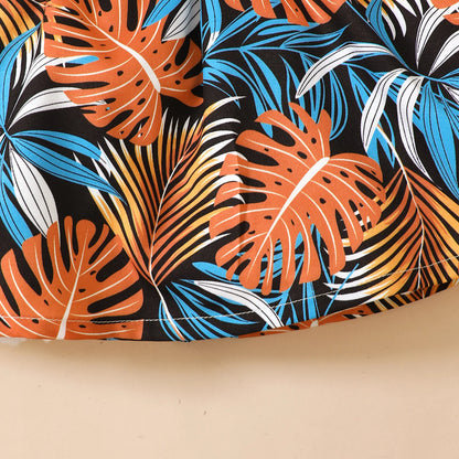 Robe d’été bébé fille + chapeau assorti – Motif feuilles tropicales