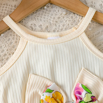 Robe d’été bébé fille + chapeau assorti – Motif feuilles tropicales