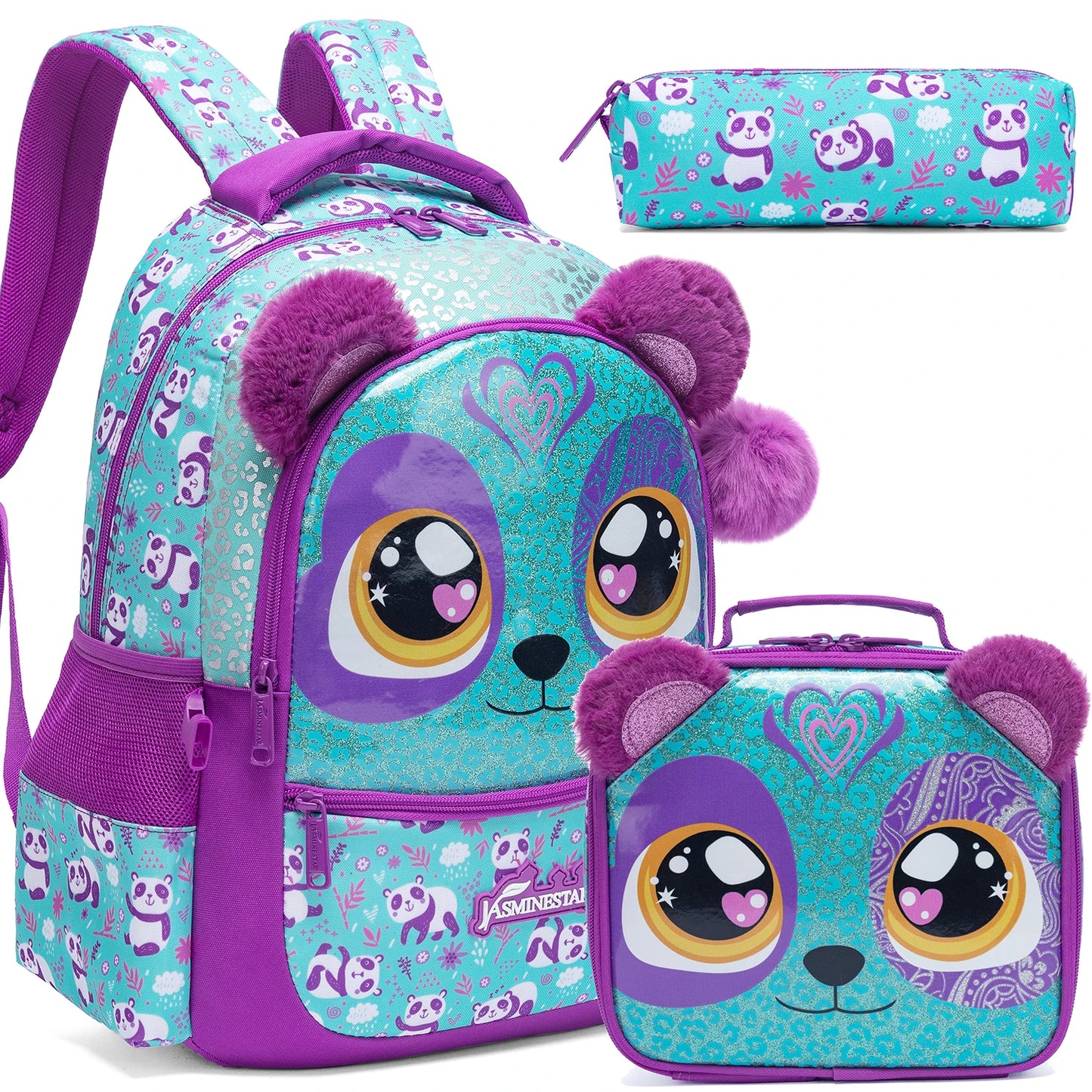 Ensemble sac à dos scolaire 3 pièces pour fille (8–10 ans) – Sac, lunch et trousse assortis