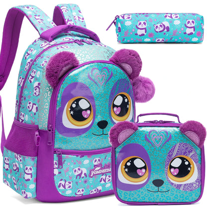Ensemble sac à dos scolaire 3 pièces pour fille (8–10 ans) – Sac, lunch et trousse assortis