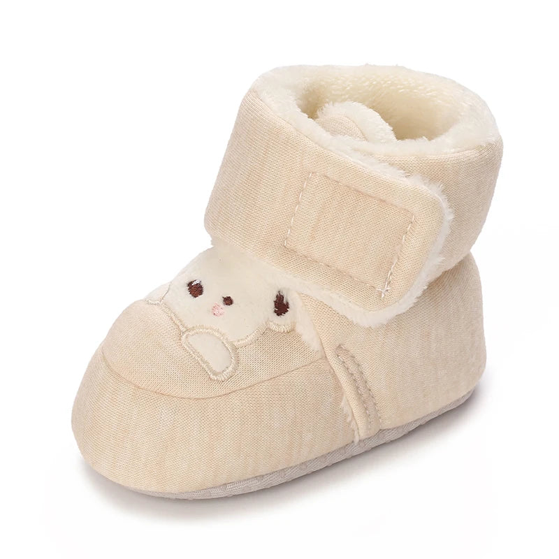 Chaussons Bébé Ourson en Coton Doux – Semelle Souple & Intérieur Moelleux