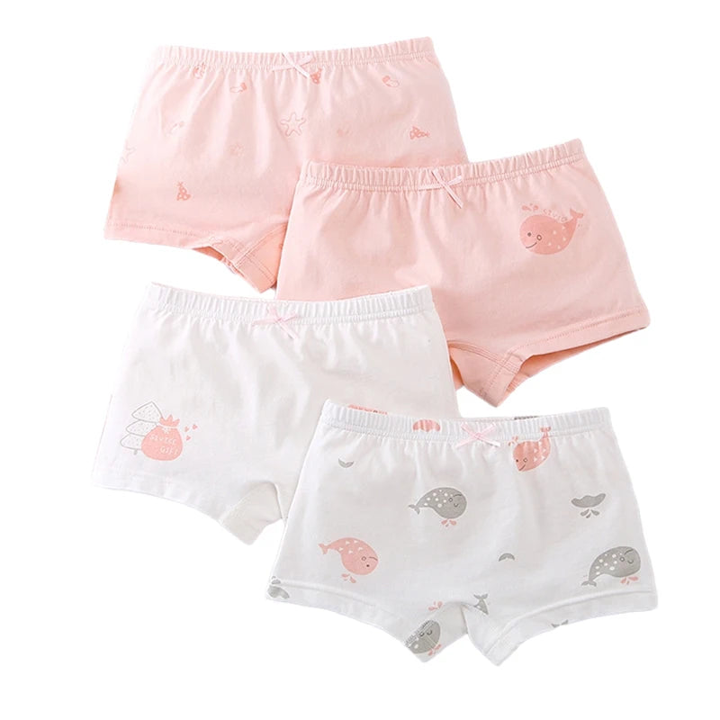 Culotte Anti-Adorable en Coton pour Fille de 3 à 8 Ans, Sous-vêtement Doux et Respirant, Motif Dessin Animé, Collection Été, 2024, 4 Pièces