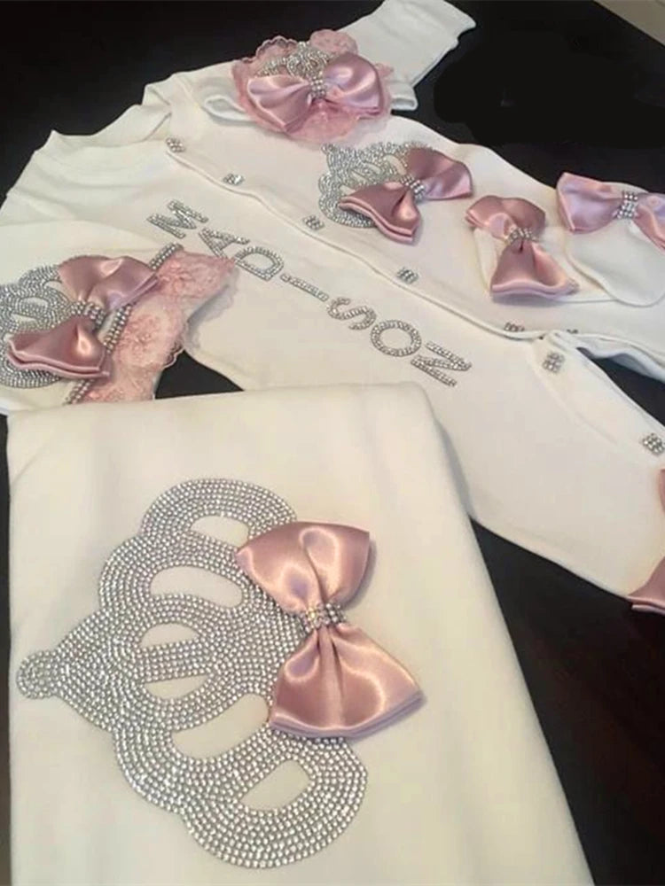 Coffret naissance luxe bébé – Ensemble “Prince & Princesse” sortie d’hôpital en coton brodé (cadeau nouveau-né)