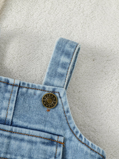 Salopette Bébé Bleu Style Denim – Ensemble 2 Pièces (Haut + Salopette)
