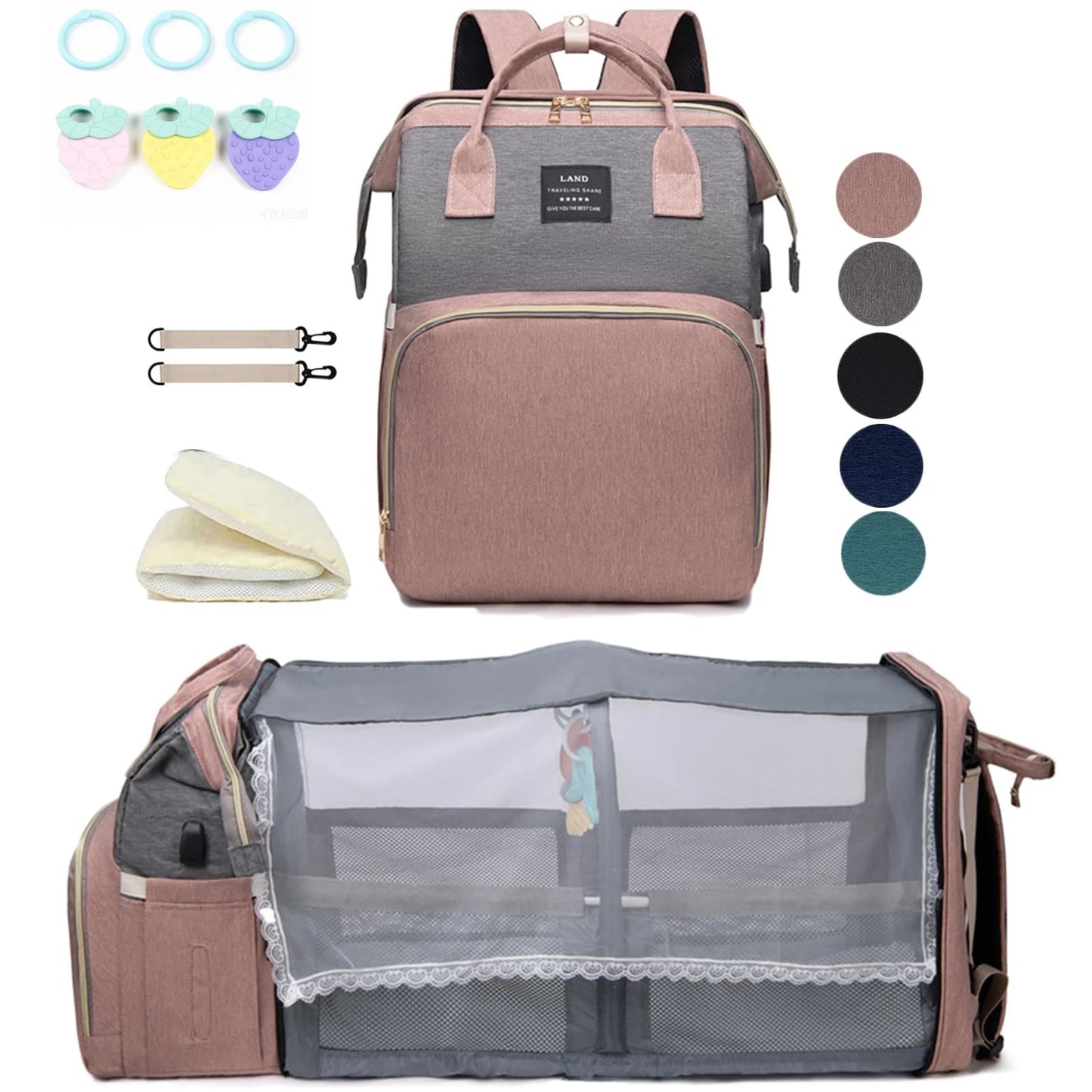 Sac à Dos Bébé avec Lit Pliable Intégré – Sac à Langer Multifonction pour Parents