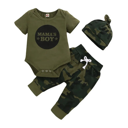 Ensemble Bébé Garçon Été – Body Manches Courtes & Pantalon Camouflage en Coton