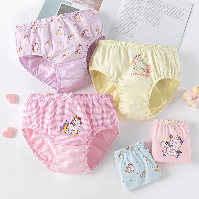 5 pièces/ensemble sous-vêtements pour fille coton mignon motif licorne petites filles culottes respirant confort enfants Hipster slips