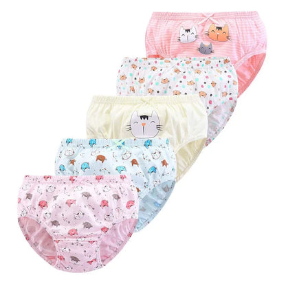 5 pièces/boîte sous-vêtements pour enfants fille coton doux filles slips pantalon dessin animé beau chat enfants caleçons respirant culotte pour les filles
