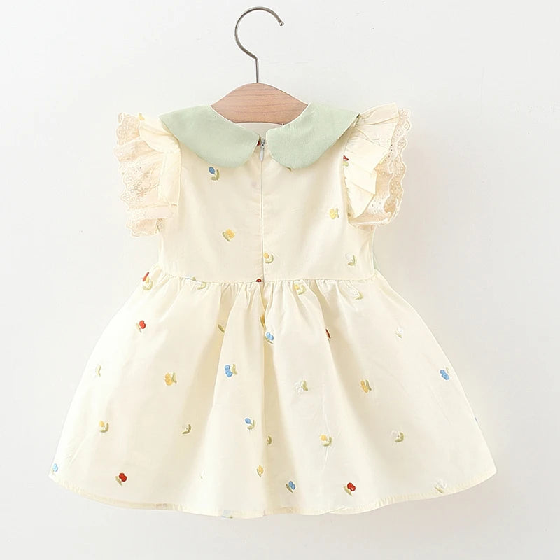 Robe Princesse d’Été pour Petite Fille – Élégante en Dentelle avec Manches à Volants