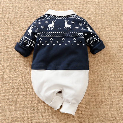 Vêtements de style gentleman pour nouveau-né, combinaison à manches longues, pur coton, costume de mariage britannique, beau bébé garçon, printemps et automne