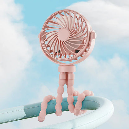 Ventilateur Octopus Flexible pour Poussette Bébé – Mini Ventilateur USB Rechargeable avec Veilleuse
