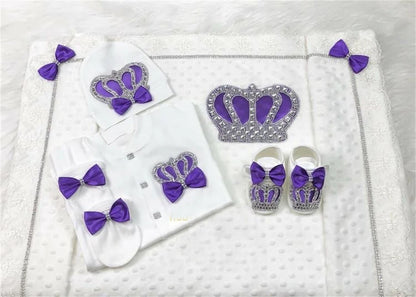 Coffret naissance luxe bébé – Ensemble “Prince & Princesse” sortie d’hôpital en coton brodé (cadeau nouveau-né)