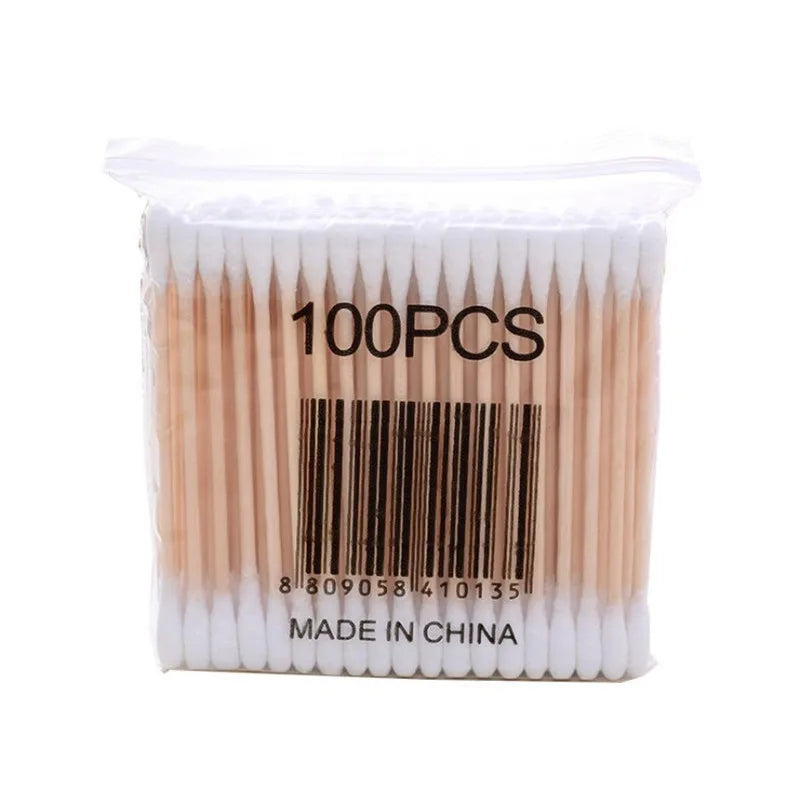 Boîte de rangement pour coton-tige, Double tête en bois pour bébé, couverture carrée transparente en bambou, organisateur de cure-dents pour coton-tige