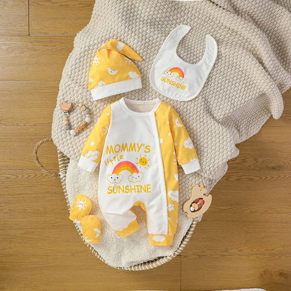 Ensemble bébé fille 4 pièces pastel à manches longues – Motif cerf – Toutes saisons