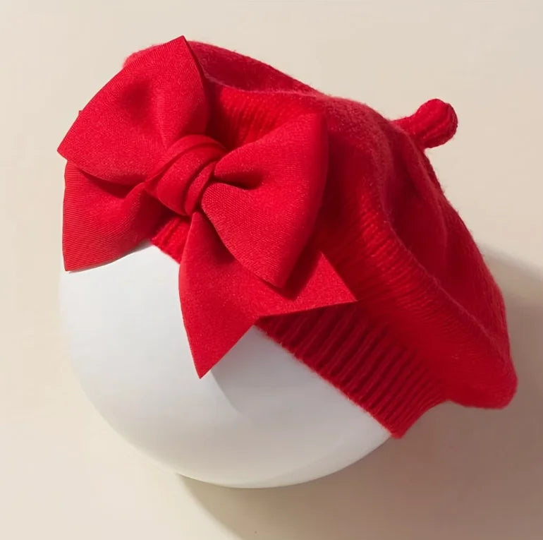 Béret bébé avec grand nœud – Chapeau élégant pour nouveau-né et petite fille