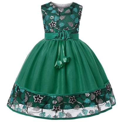 Robe Princesse Fille en Tulle Brodé – Cérémonie, Anniversaire, Mariage & Noël (2–10 ans)