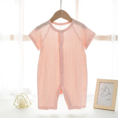 Barboteuse bébé 100 % coton (0–24 mois) – Pyjama d’été doux et respirant