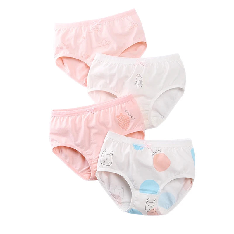 Culotte Anti-Adorable en Coton pour Fille de 3 à 8 Ans, Sous-vêtement Doux et Respirant, Motif Dessin Animé, Collection Été, 2024, 4 Pièces