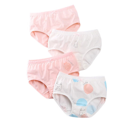 Culotte Anti-Adorable en Coton pour Fille de 3 à 8 Ans, Sous-vêtement Doux et Respirant, Motif Dessin Animé, Collection Été, 2024, 4 Pièces