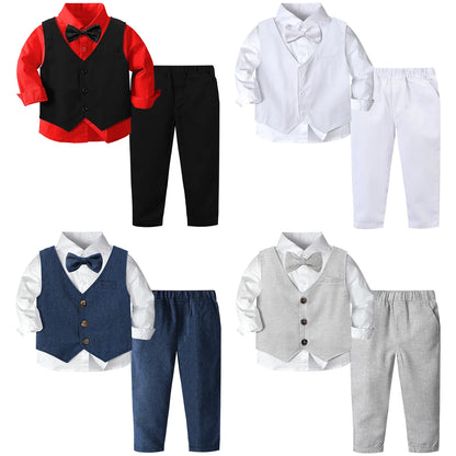 Garçons costume tenue ensemble enfant en bas âge vêtements de mariage enfants baptême pâques église vêtements infantile noël fête d'anniversaire cadeau noël 3 pièces