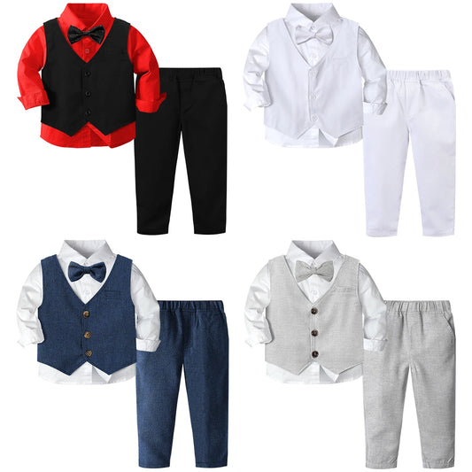 Garçons costume tenue ensemble enfant en bas âge vêtements de mariage enfants baptême pâques église vêtements infantile noël fête d'anniversaire cadeau noël 3 pièces