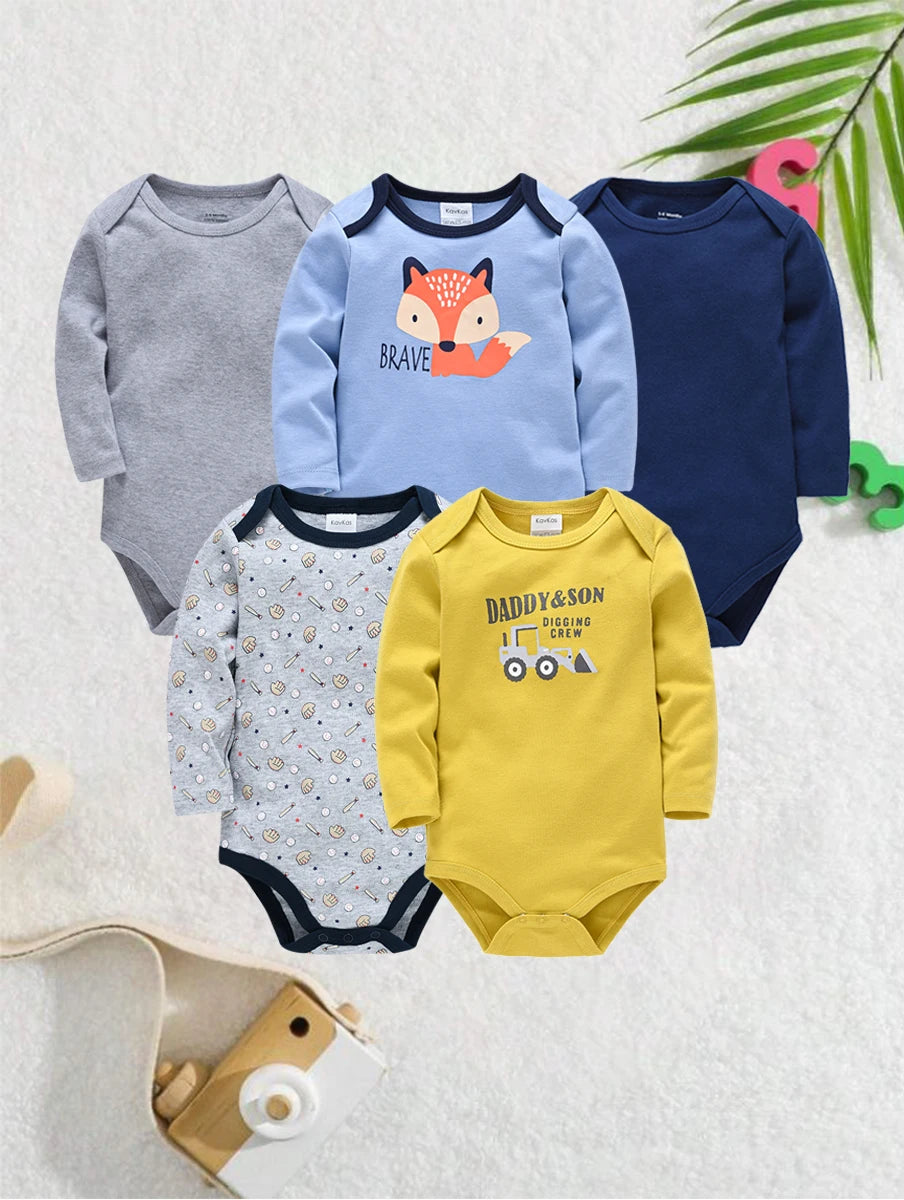 Lot de 3 ou 6 Bodies Bébé Garçon en Coton – Confort Doux & Motifs Adorables (0–12 mois)