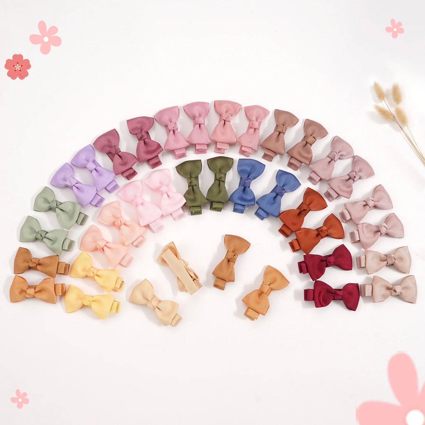 10/20 Pcs Boutique Tiny Baby Bows Grosgrain 2" Hair Bows Non-Slip Full Lined Alligator Clips for Baby Girls Toddlers